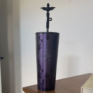 Starbucks Haunted Mansion 24oz Tumbler with bat straw